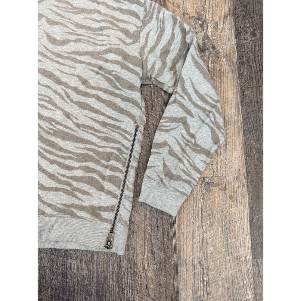 Rails Marlo Heather Grey Flocked Zebra Sweatshirt Side Zip Women's Medium - Picture 8 of 13